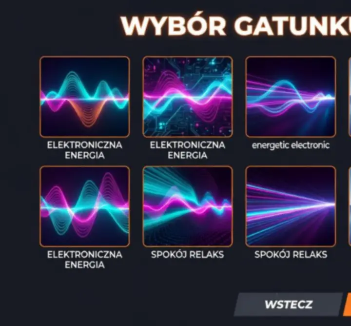 Ekran wyboru utworu i gatunku muzycznego w Jacob Poznanski SAE Worldwide.