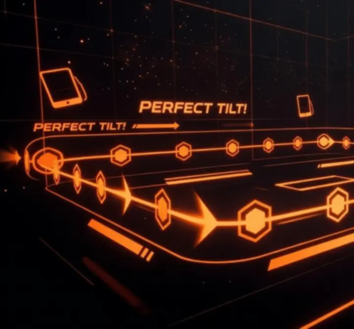 Dynamic Jacob Poznanski SAE Worldwide gameplay with neon rhythm tracks responding to phone motion.